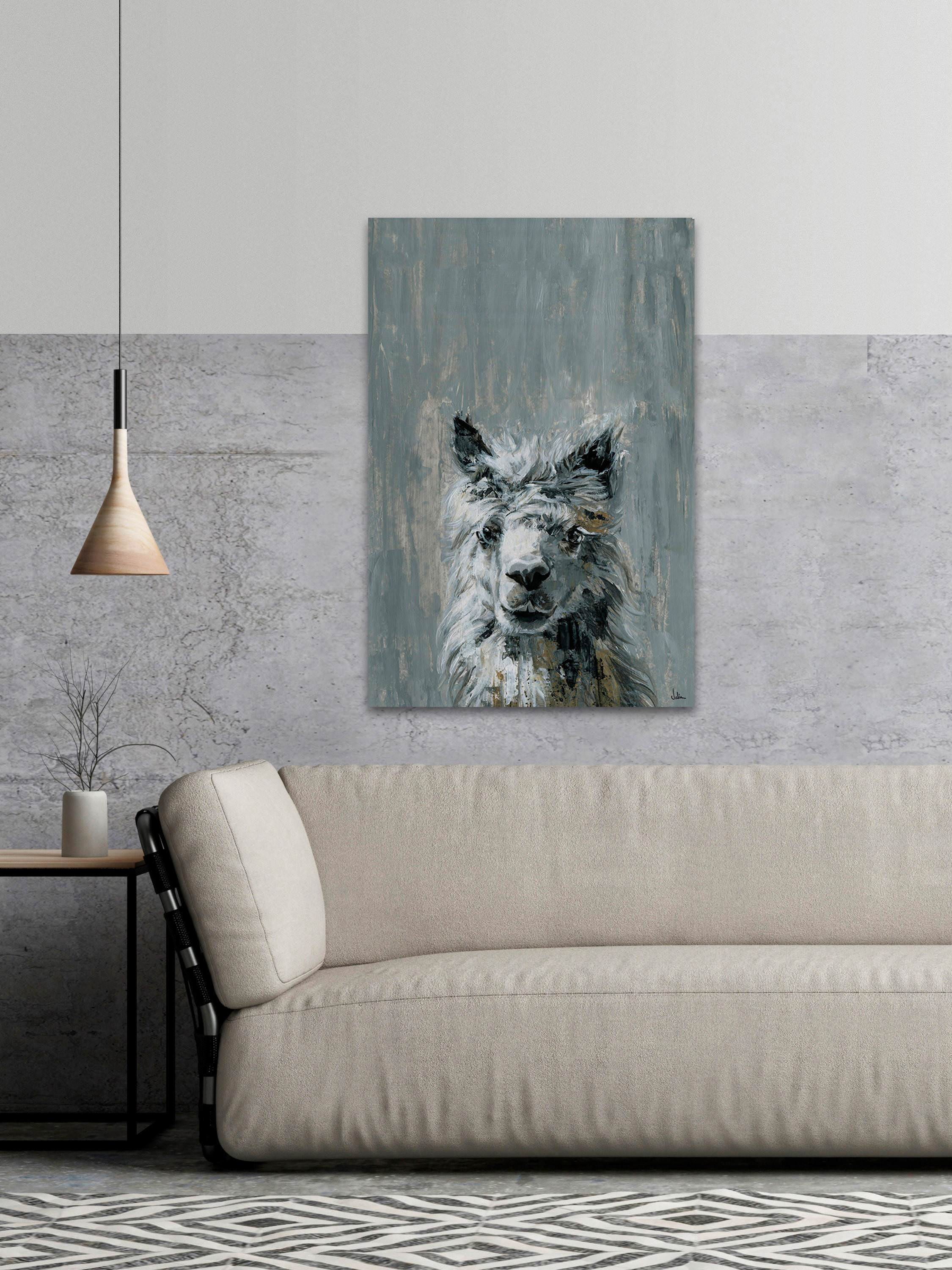 Bonjour Llama II Painting Print on Wrapped Canvas