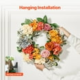 thumbnail image 6 of Decorative Wreath 24 in Red Orange Yellow Hydrangeas Roses Year Round Wreath, 6 of 11