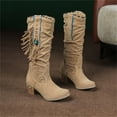thumbnail image 5 of Women's -High Boots Ladies Fashion Tassel Rhinestone Pointed Toe High Heel Boots for Stylish, 5 of 9
