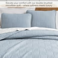 thumbnail image 6 of Southshore Fine Linens Oversized Quilt Bedding Set lightweight, prewash fabric soft coverlet bedspread 3-Piece with two matching shams (98 in wide x 98 in long), Grid Dusty Blue, Full / Queen, 6 of 9