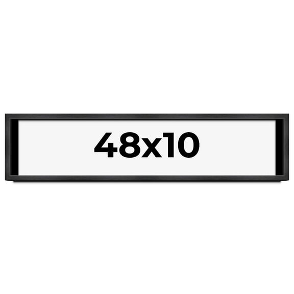 48x10 Frame Black Charcoal Grey Wood Textured Picture Frame | 0.75 Inch Moulding Width | Gunmetal