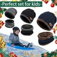 thumbnail image 4 of Monebena 3Pcs Kids Winter Beanie Hat Scarf Gloves Set for 5-12 Years Old Boys Girls, Beanie Scarf Gloves Set M01, 4 of 11
