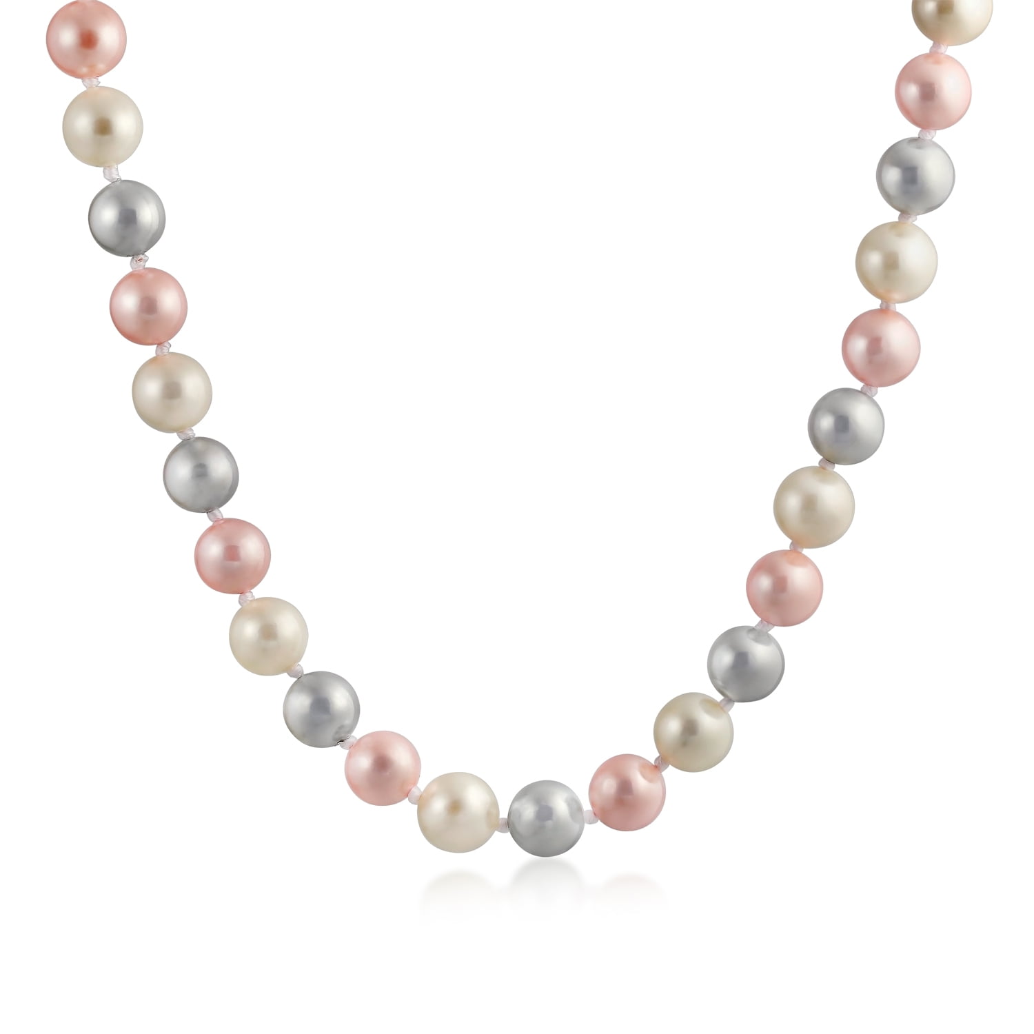 Statement 3 Strand Twisted Orange Coral and Cream Freshwater Pearl Necklace