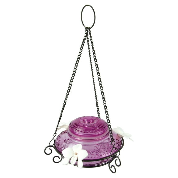 Nature's Way Antique Glass Top-Fill Hummingbird Feeder 14 oz, Plum