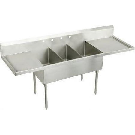 Elkay SS8372LROF6 Sturdibilt Stainless Steel Triple Compartment Scullery Sink