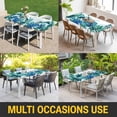 thumbnail image 5 of Blue Teal Leaves Table Cloths for 3 Foot Rectangle Tables, Summer Botanical Watercolor Leaf Patio Waterproof Elastic Fitted Tablecloths, Washable Rectangular Table Cover for Camping, 5 of 8