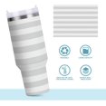 thumbnail image 6 of 30 oz Tumbler with Handle Lid and Straw Insulated Water Tumbler Stainless Steel Water Cup Mug Bottle Reusable Cup Holder Friendly Grey Stripes, 6 of 6
