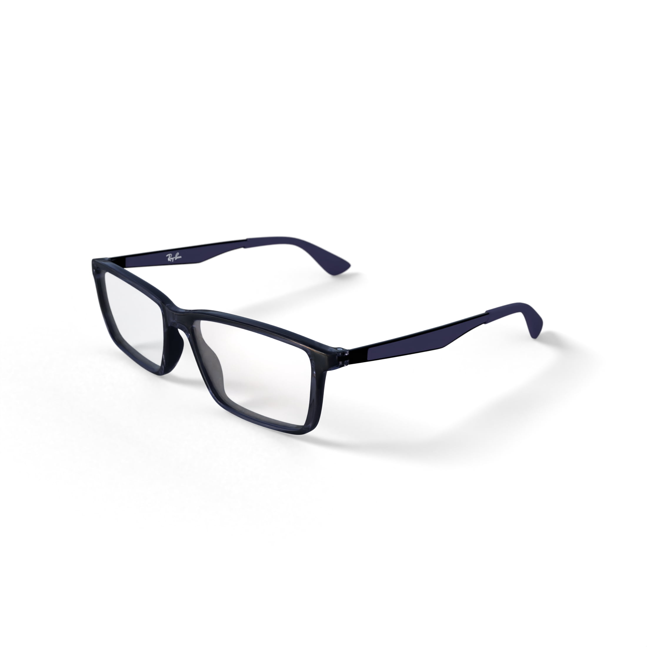 Ray-Ban Unisex Size 55 Rectangular Prescription Eyeglasses with Case, Transparent Grey/Demo Lens