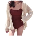 thumbnail image 2 of WREESH Femmes Rétro Bandage Impression Couleur Unie Maillot de Bain une Pièce Bikini, 2 of 2