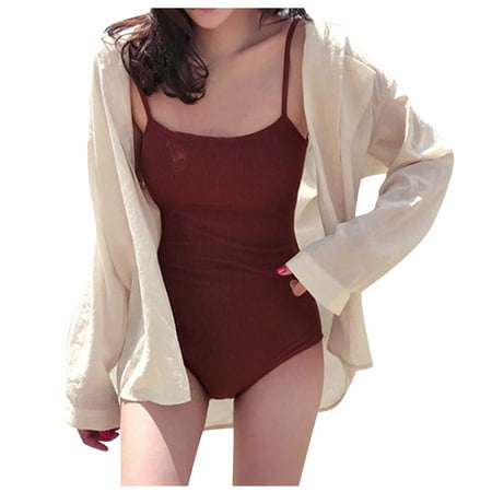 

VKEKIEO One-Piece Swimsuit Sport Bra Style Lift Red XL