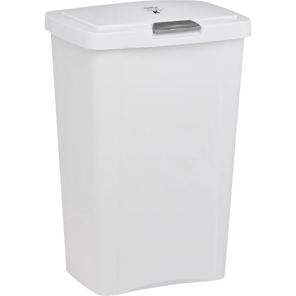 Liujun Touch Can 10458004 - Touchless, Rectangular, Polished Plastic - 13 Gallon, White