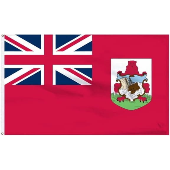 Bermuda 3ft x 5ft Indoor Nylon Flag with Pole Hem and Fringe