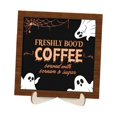 thumbnail image 2 of Letrero de escritorio de Halloween, letrero de madera para café, placa artística decorativa de fantasma para mesa Estilo F, 2 of 9