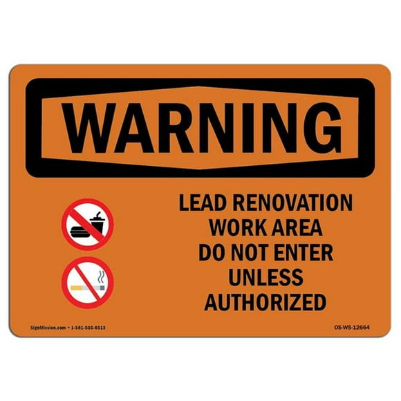 SignMission OS-WS-D-35-L-12664 OSHA Warning Sign - Lead Renovation Work with Symbol