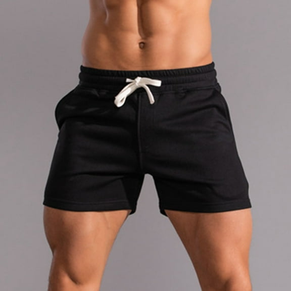 Clearance under 10$ Mens Shorts DYTTDG Men's Drawstring Elastic Waist Cotton Shorts Casual Comfortable Workout Shorts with Pockets Black XXL