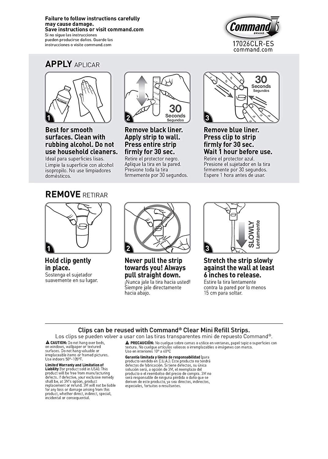 Command 4-packages of Mini Light Clips, Indoor Use, Clear, 160 clips total 17026CLR-40ES