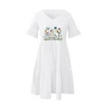 thumbnail image 4 of Robes d'Été Robe d'Été Décontractée à Imprimé Floral Manches Courtes Col en V avec Poches Robe Blanche L, 4 of 6