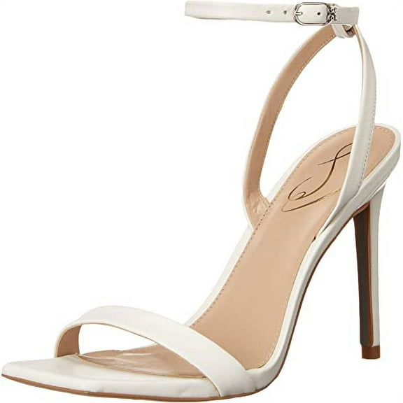 Sam Edelman Orchid White Ankle Strap Open Toe Stiletto High Heel Sandals (White, 5)
