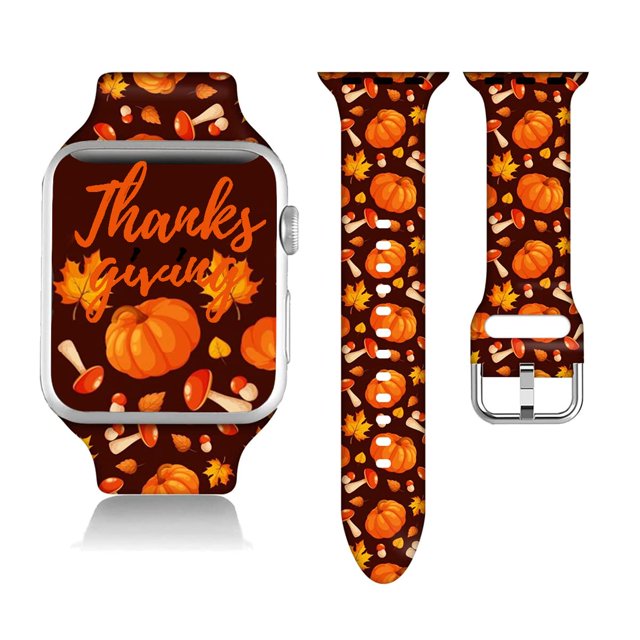 Compatible Con Fall Pumpkin Apple Watch 38/40/41/42/44/45 Mm Para Mujeres Y Hombres, Silicona Suave, Regalos De Acción De Gracias, Decoraciones, Pulsera De Repuesto Para Iwatch Series 9, 8, 7, 6, 5, 4