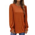 thumbnail image 4 of UVN Long Sleeve Shirts for Women Blouse Casual Puff Sleeve Crewneck Fall Shirt Tunic Tops, 4 of 9