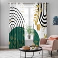 thumbnail image 6 of Kitchen Curtains 84 Inch Length 2 Panels, Boho Green Grommets Window Treatment Curtain, Gold Leaf Black Bohemian Plant Circle Flower Thermal Curtains Drapes for Living Room/Bathroom, 6 of 9