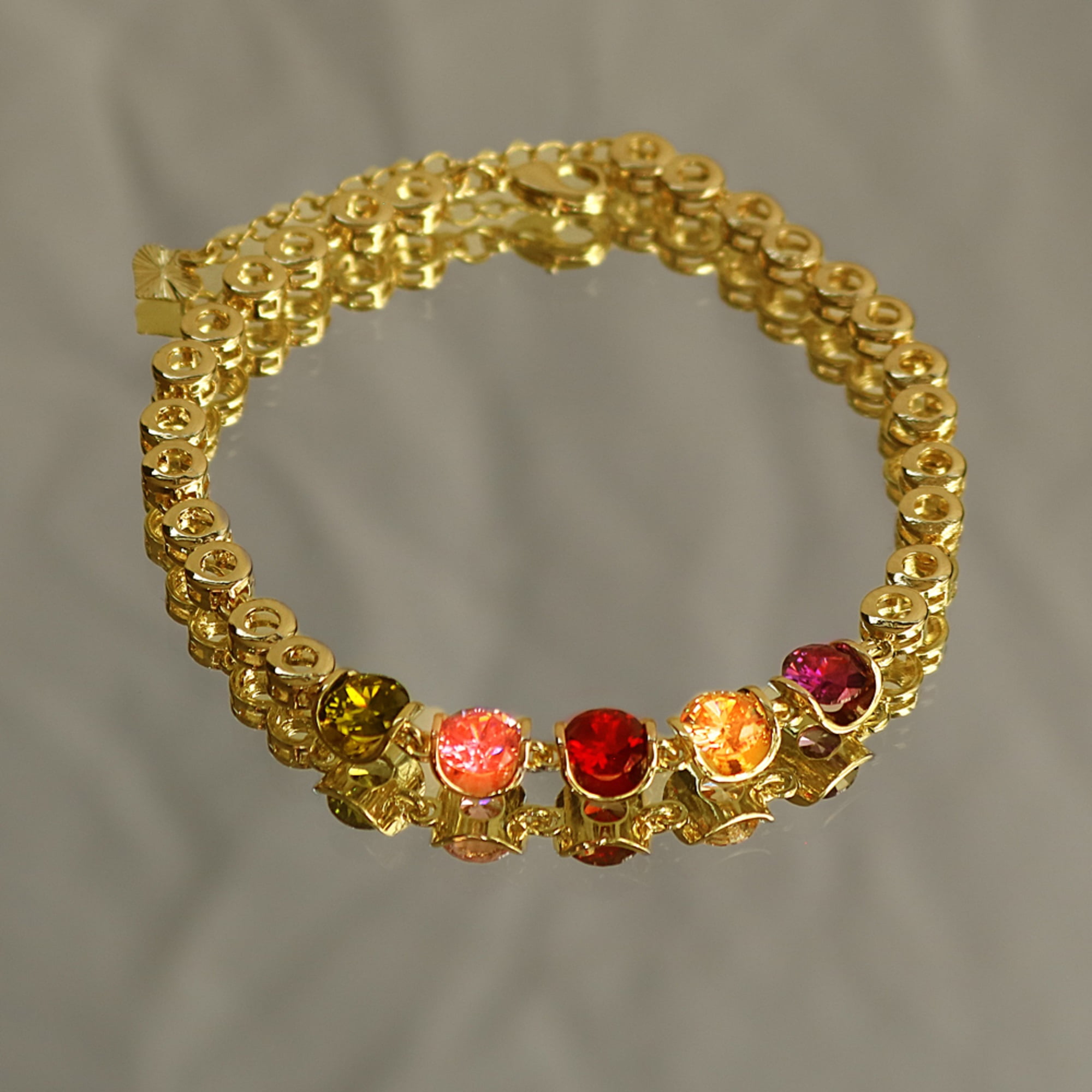 Kaash Custom Women's CZ Stone Fine Ankle Bracelet, 8"+2" inch Adjustable Size in Brass Mertal