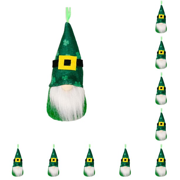 Advancent Colgante del día de San Patricio, diseño de escena del hogar, muñeco de gnomo de peluche tipo 1 Tipo 1 10piezas
