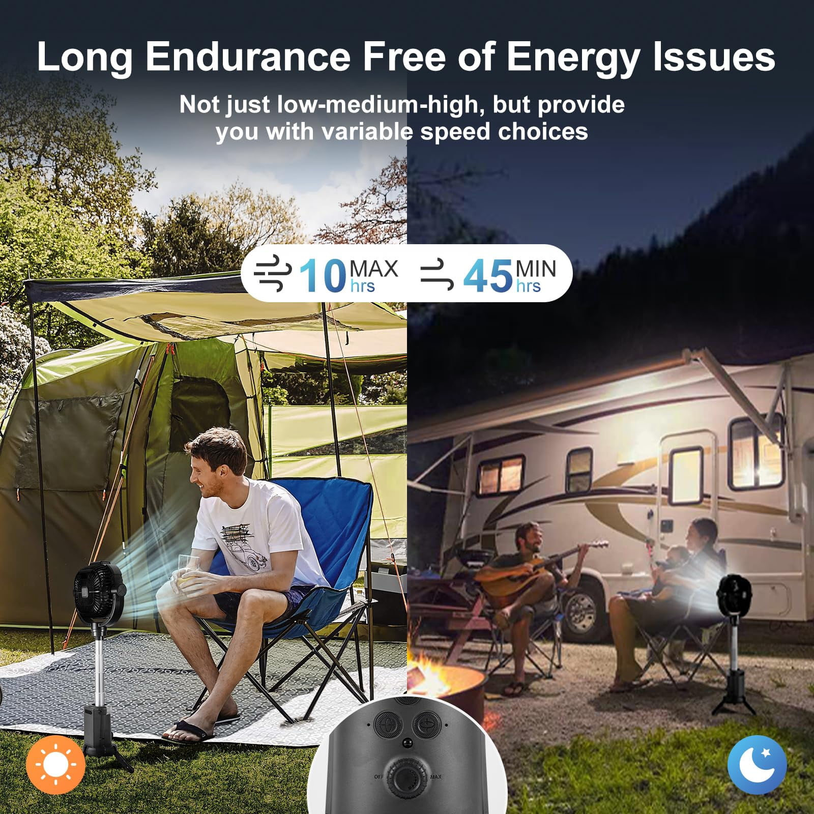Portable Fan Rechargeable, 20000mAh Cordless Battery Powered Fan with LED Lantern, Type-C Battery Operated for Travel Bedroom Home Camping Tent Office Beach Desk Fishing Table