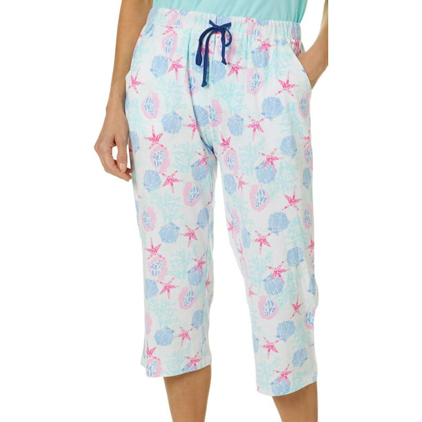 Coral Bay - Coral Bay Womens Seashell Print Capri Pajama Pants ...