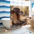 thumbnail image 5 of No Hook Shower Curtain, Cowboy Western Shower Curtains for Bathroom with See Through Top Window, Cowboy Hats Boots Desert Cacti Vintage Waterproof & Washable Bath Curtain Extra Long 72"x84", 5 of 9