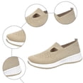 thumbnail image 4 of Rokment Women's Comfortable Memory Foam Orthopedic Wedge Walking Shoes Spring Fall Casual Knitted Platform Low Heel Slip-On Nursing Tennis Driving Sneakers with Arch Support Khaki Size 6.5, 4 of 6