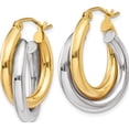 thumbnail image 2 of 14K Two-Tone Polished Double Tube Hoop Earrings (14 X 7) Made In Indonesia z795, 2 of 5