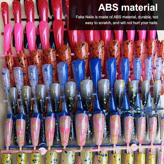 24 Pcs Ongles Artificiels Forme T Extra Longs à Presser Dégradé Faux Ongles Décor Accessoires de Manucure pour Femmes Filles Rouge