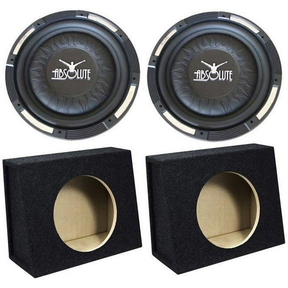 2 Absolute XS-1000 10" 1500 Watts Single Slim Shallow Subwoofer   Sealed Angle Truck Enclosure Box