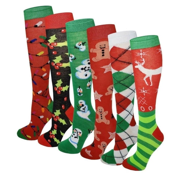 Ayla 6 Pairs Kids Big Girls Youth Baby Children's Novelty Design Knee High Socks