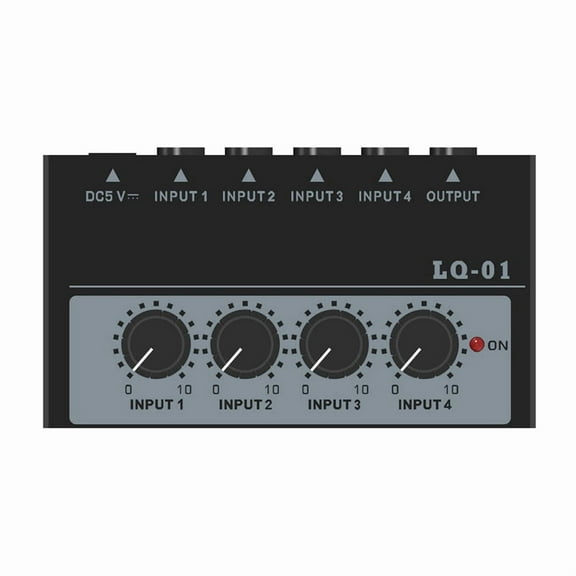 -01 4 Channel Mixer 4 Input 1 Output DC 5V Portable Mini Audio Mixer 4 Channels Mixers Mixing Console US Plug