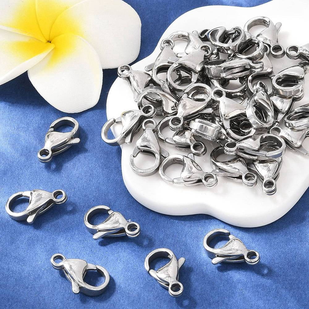 100pcs Resistant 304 Stainless Steel Lobster Claw Clasps Parrot Trigger Clasps Manual Polishing Stainless Steel color 16x10.5x4.7mm Hole: 2.2mm