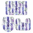 thumbnail image 2 of Spring Lavender Bathroom Rugs Set Country Watercolor Purple Flower Green Leaf Non Slip Absorbent Soft Bath Mats 3 Piece Set with Bathroom Rug, U-Shaped Floor Mat, Toilet Seat Cover Small Size, 2 of 9