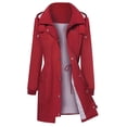 thumbnail image 2 of MKLEKYY Vestes d'Automne Grande Taille pour Femmes Mode Unie à Capuche Col Décontracté Ample Manches Longues Imperméable, 2 of 7