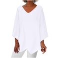 thumbnail image 1 of Yuyuzo Womens Fall Tops V Neck Long Sleeve Irregular Hem Solid Color Basic Pullover Top Tees Blouse Tshirts, 1 of 6