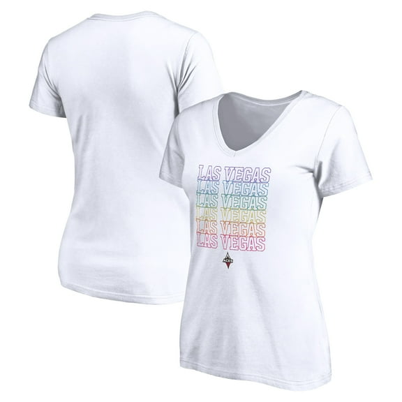 Women's White Las Vegas Aces Wordmark Pride V-Neck T-Shirt