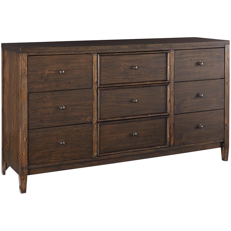 Ashley Furniture Kisper 9 Drawer Dresser in Brushed Dry Brown - Walmart.com