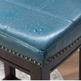 thumbnail image 6 of Linon Claridge 32.25" Backless Indoor Wood Bar Stool, Dark Brown/Blue Faux Leather, 1 Stool, 6 of 15