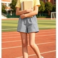 thumbnail image 3 of SHTXOZHI Solid Color Shorts for Girls Elastic High Waisted Shorts Cute Tie Casual School Uniform Shorts with Pockets, 3 of 8