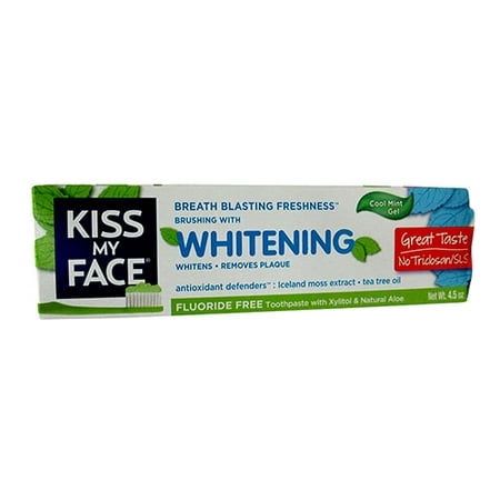 Kiss My Face Whitening Fluoride-gratuit Natural Aloe Dentifrice Xylitol, Cool Mint Gel - 4.5 Oz, 3 Pack