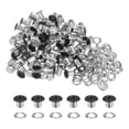 thumbnail image 1 of Unique Bargains 100 Pcs Œillets 1/6 Pouce (4mm) Trou d'Identification Métal Auto-Adhésif avec Rondelles pour Cuir Noir, 1 of 7