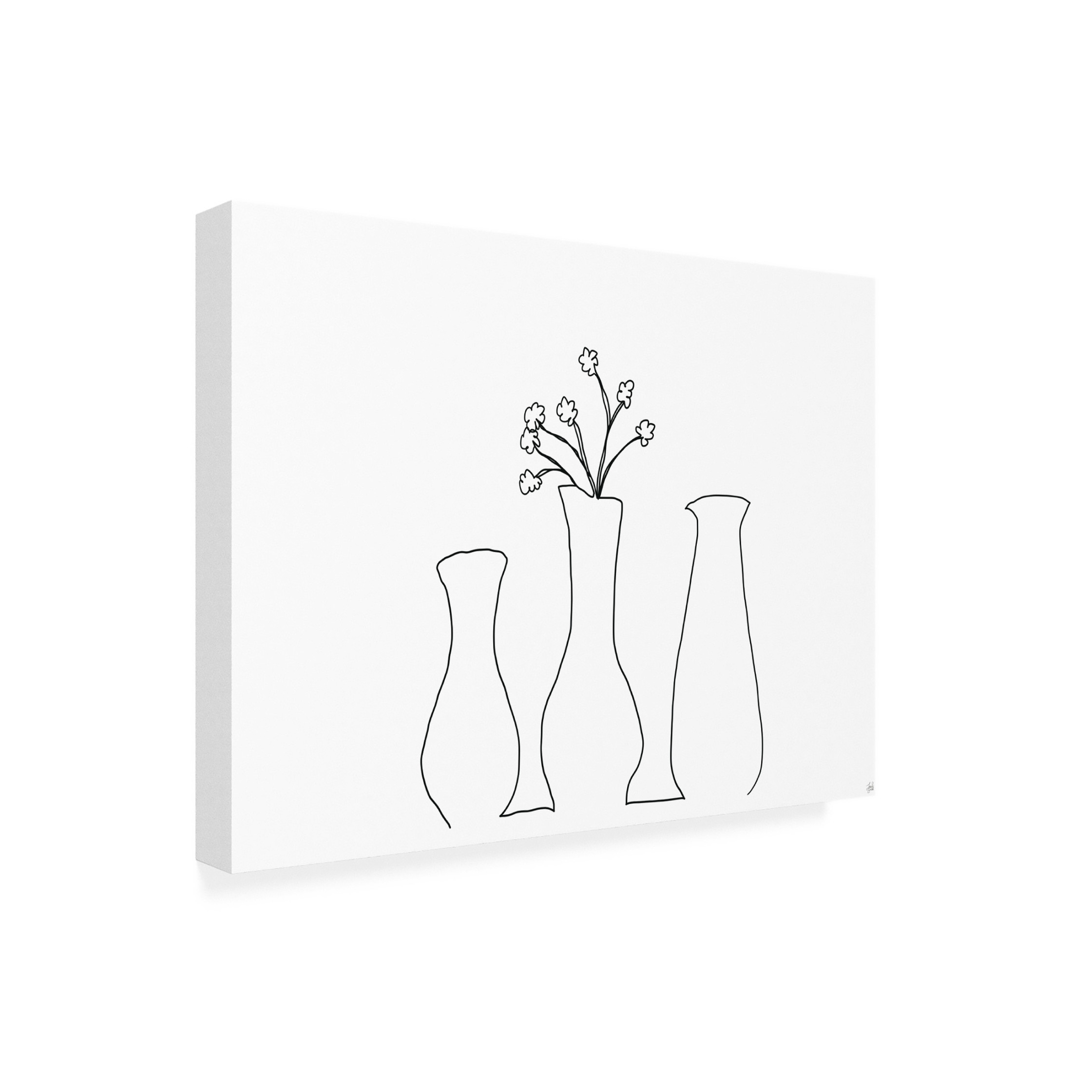 Canvas Wall Art - Line and Brush 'Floral Set Still Life 3' Wall Art for Living Room, Bedroom, or Office Décor by Trademark Fine Art - 24 x 18 Inches