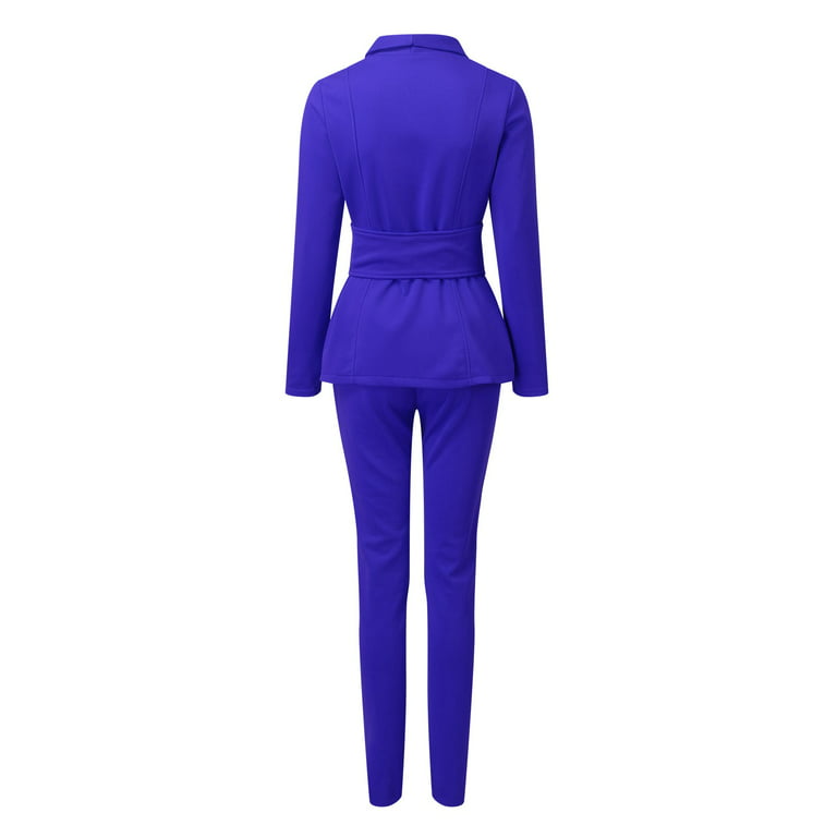 Women's Suit 3 Piece Long Sleeved Blazer and Adjustable Waist Pants Suits  for Work Purple