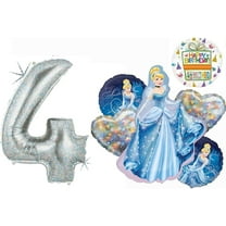 Cinderella 4th birthday party supplies and princess balloon decorations