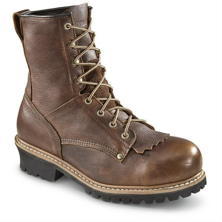 

Guide Gear Men s Sawtooth Steel Toe Logger Work Boots Leather Uppers Non-Slip Rubber Sole Shoes
